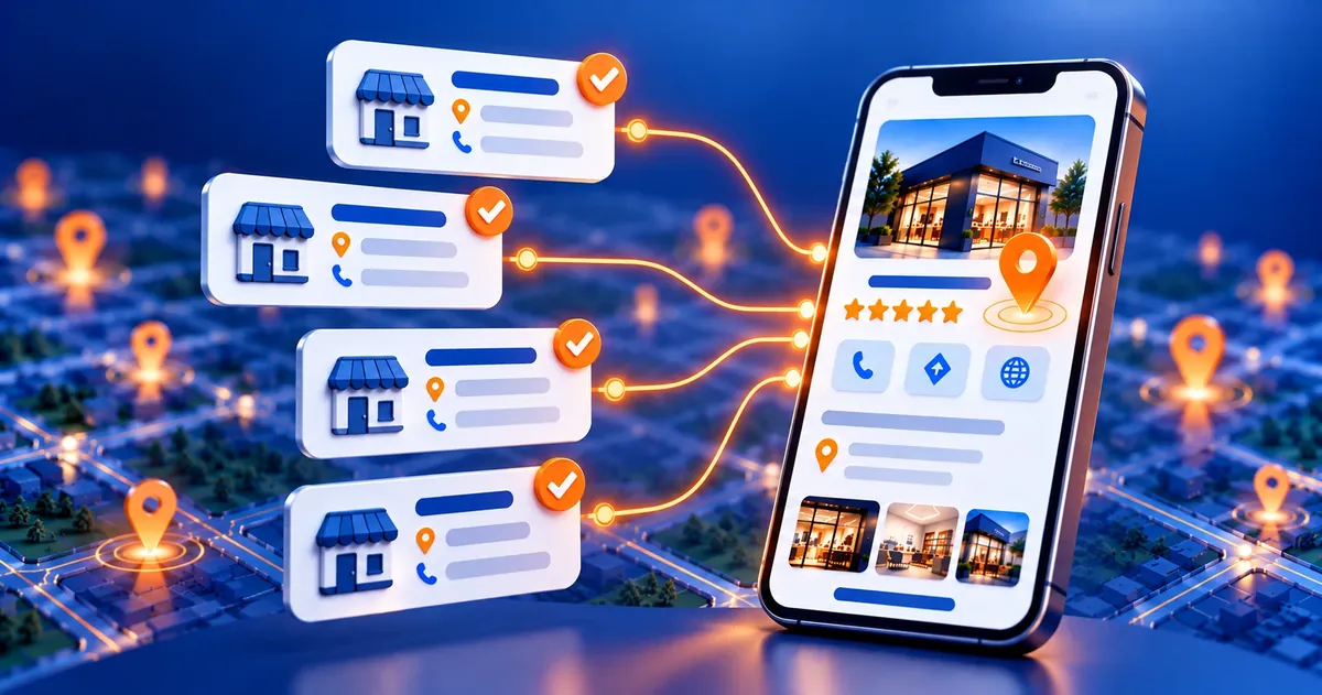 Fichas de empresas em diretórios diferentes ligadas ao perfil de uma empresa no celular